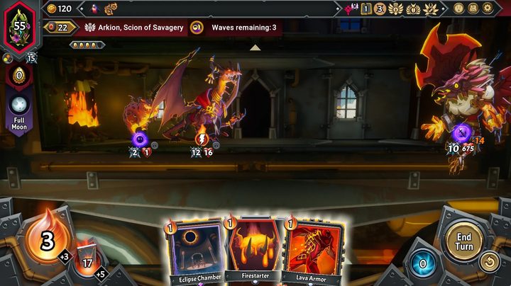 Dragon s fight on a train car in Monster Train 2.