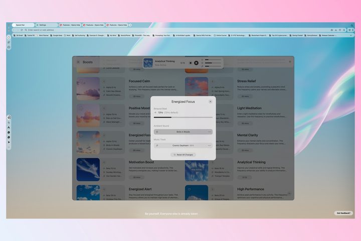 Opera Air web browser relaxation music soundscapes.