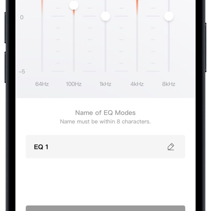 Shokz app for iOS: EQ settings.