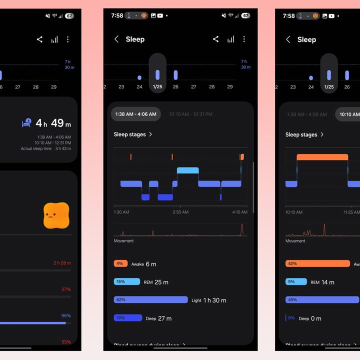 Sleep report captured on the Samsung Galaxy Ring