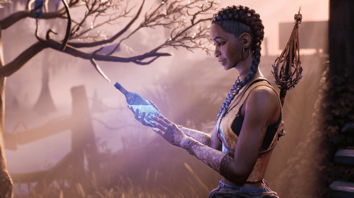 Hazel holds a bottle in South of Midnight.