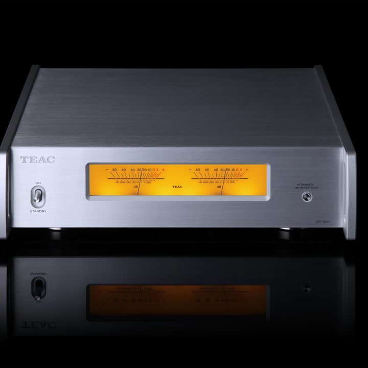 The TEAC AP-507 power amplifier in silver.