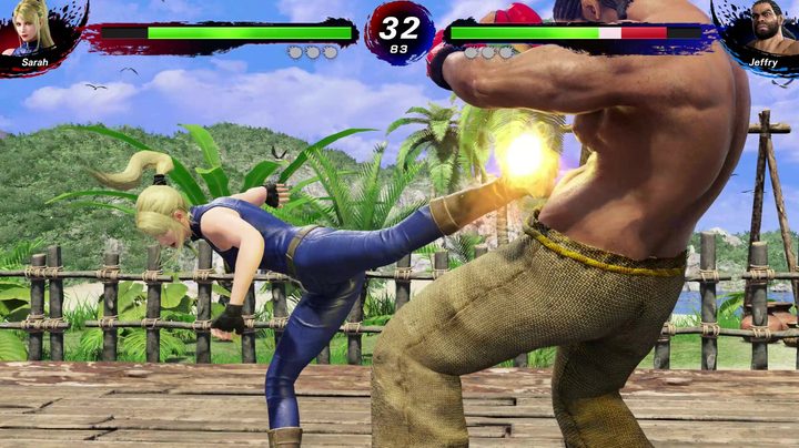 Sarah kicks Jeffry in Virtua Fighter 5: R.E.V.O.