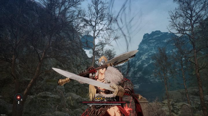 The First Berserker: Khazan blocking with a sword and axe