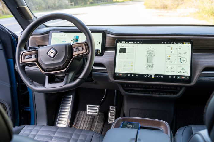The front seats of a 2025 Rivian R1T