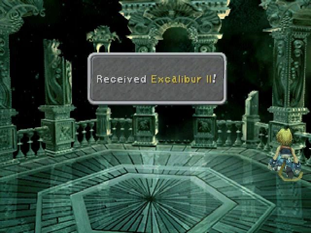 Zidane getting the excalibur 2 in Final Fantasy 9.