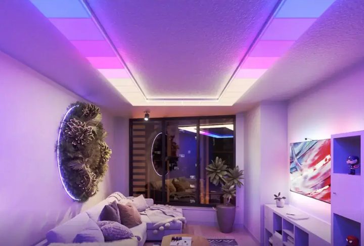 modular smart home lighting on ceiling