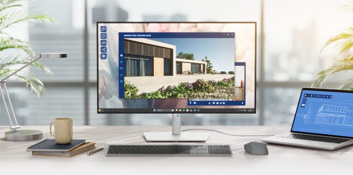 professional renderings shown on monitor