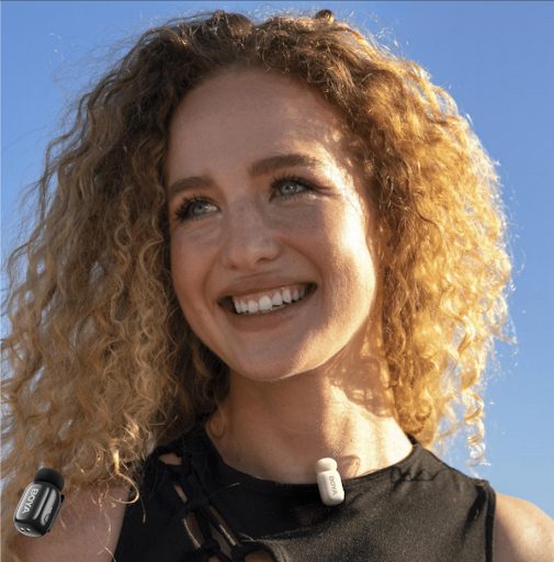 Woman wearing BOYA microphone