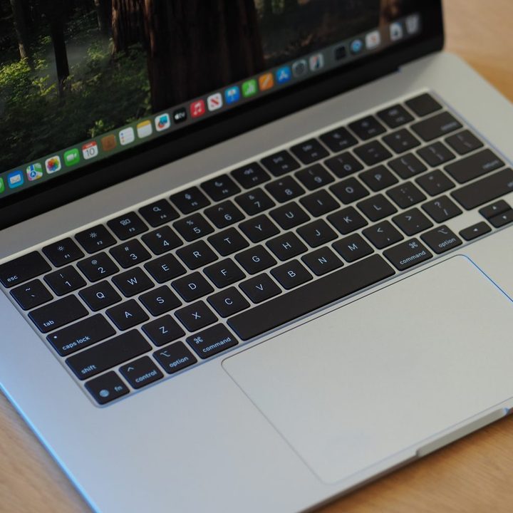 Apple MacBook Air 15 M4 top down view showing keyboard and touchpad.