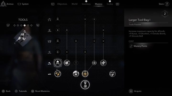 Naoe's skill tree in Assassin's Creed Shadows.