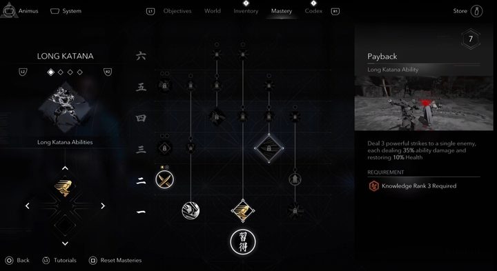 Yasuke's skill tree in Assassin's Creed Shadows.