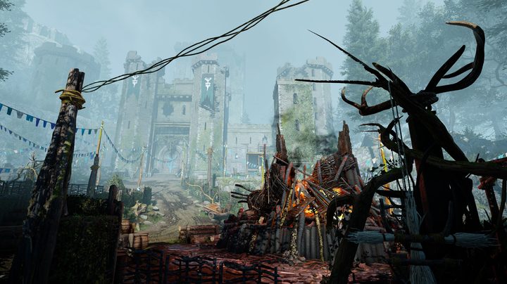 A crumbling castle landscape in Atomfall.