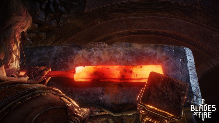 Forging a weapon in Blades of Fire.