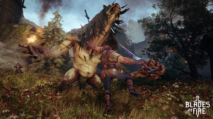 Fighting a troll in Blades of Fire.