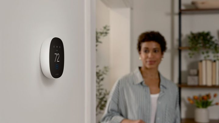 A person walking towards the Ecobee Essential