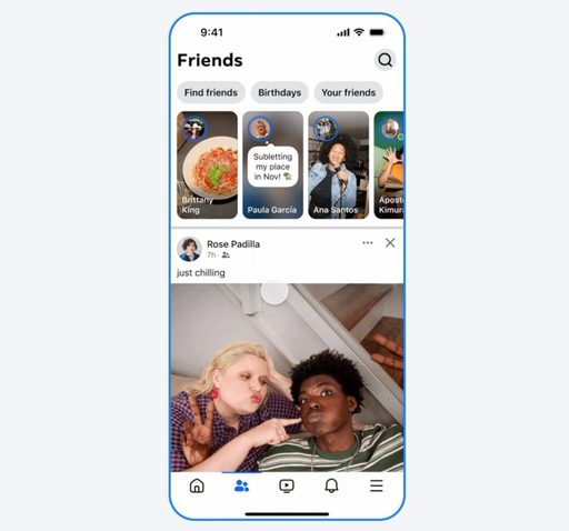Friends tab feed on Facebook.