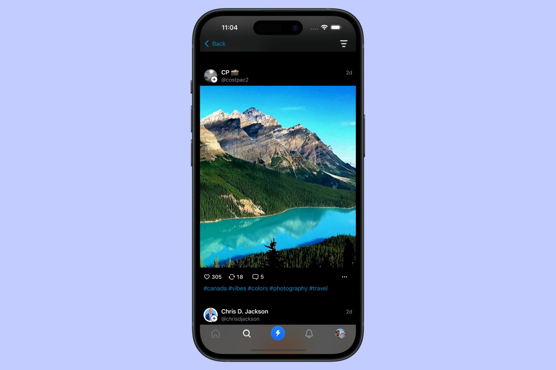 Sample of a post on Flashes app.