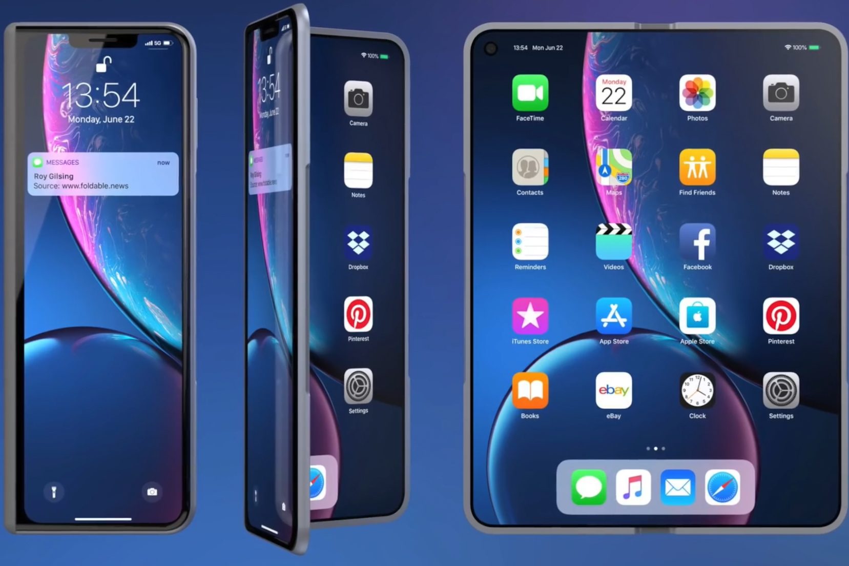 Concept-based render of foldable iPhone.