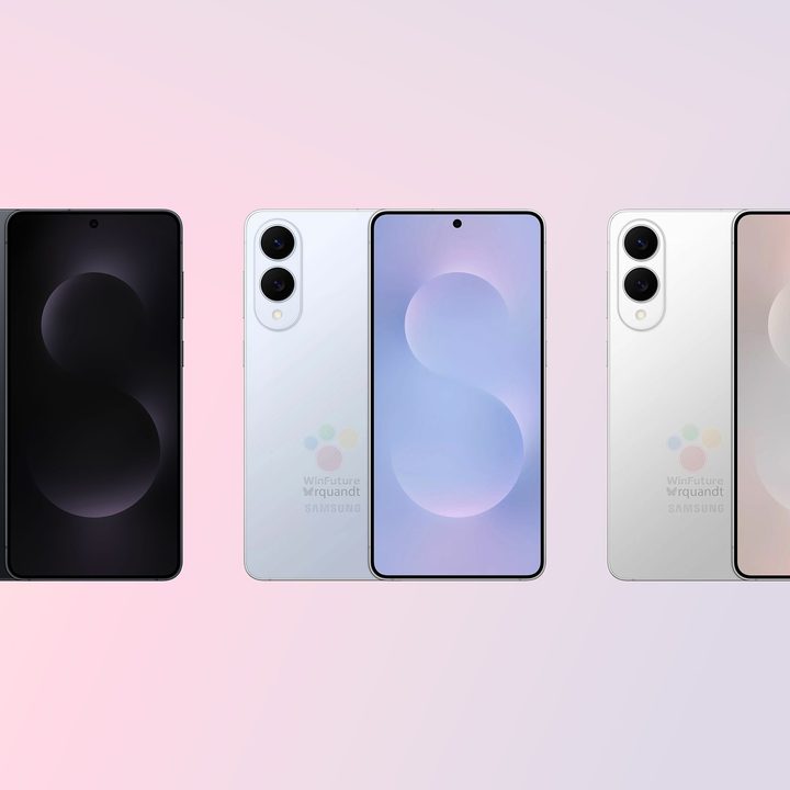Leaked digital renders of Samsung Galaxy S25 Edge colors, including Titanium Jet Black, Icy Blue, and Silver.