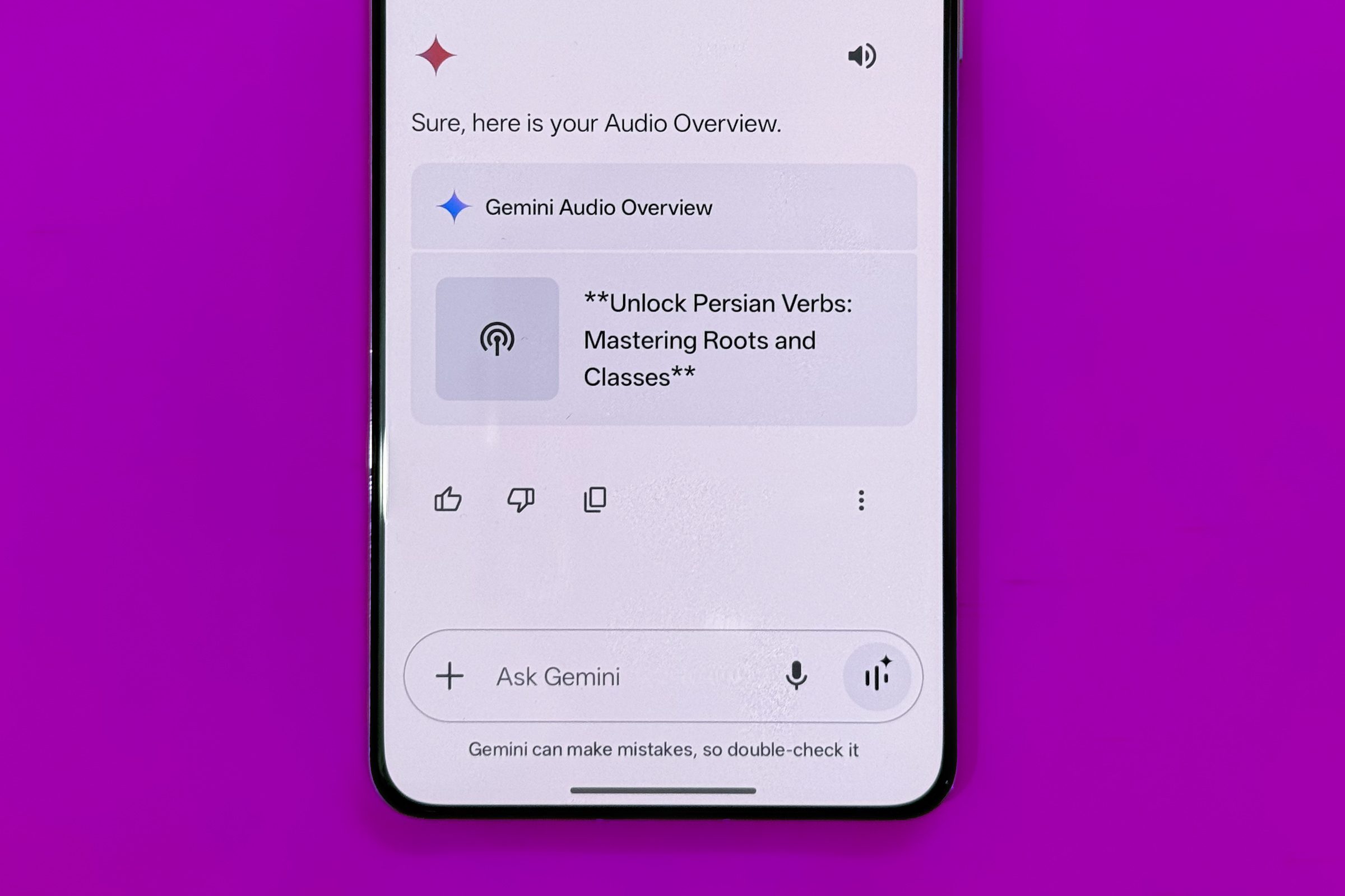 Gemini creating audio overview.