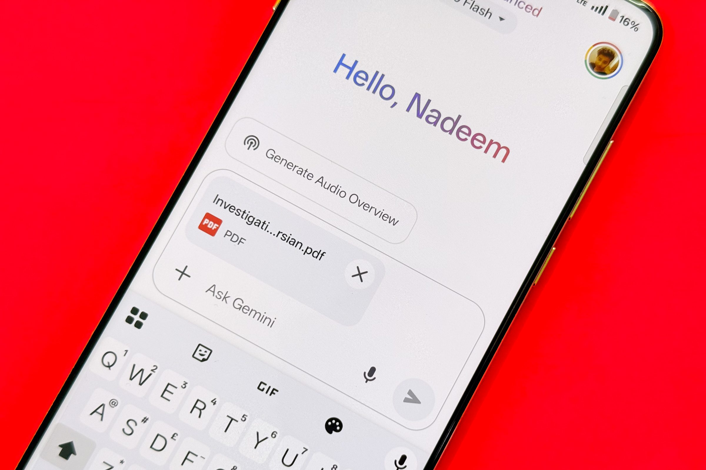 Audio overview prompt in Gemini.