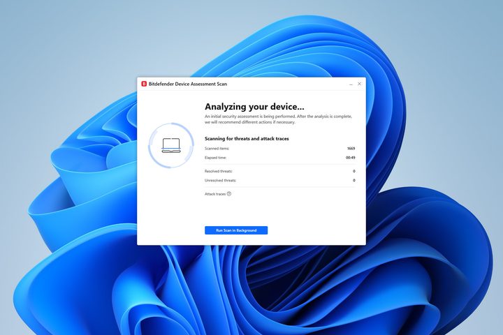 I ran the initial Bitdefender malware scan in the background so I could keep using my computer.