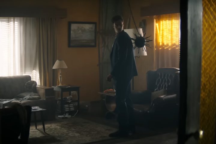 Jack Quaid with a spiked ball in his back in "Novocaine."