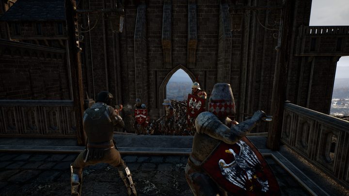 a soldier defending a castle with a gun in Kingmakers.