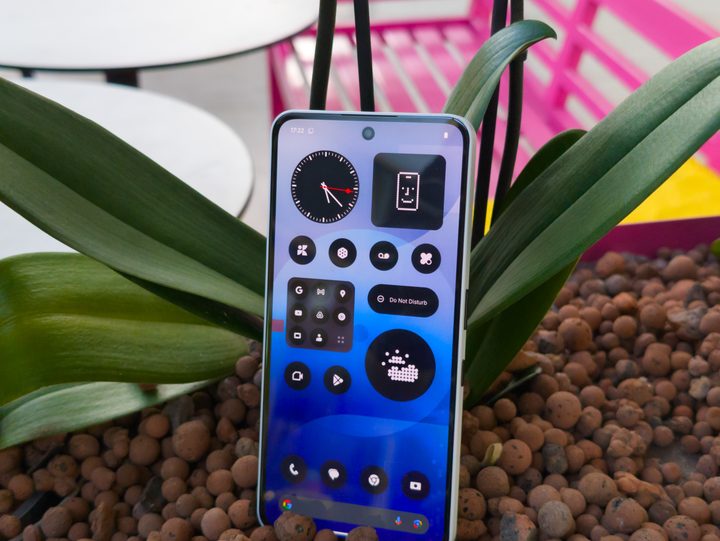 Front screen on the Nothing Phone 3a in White