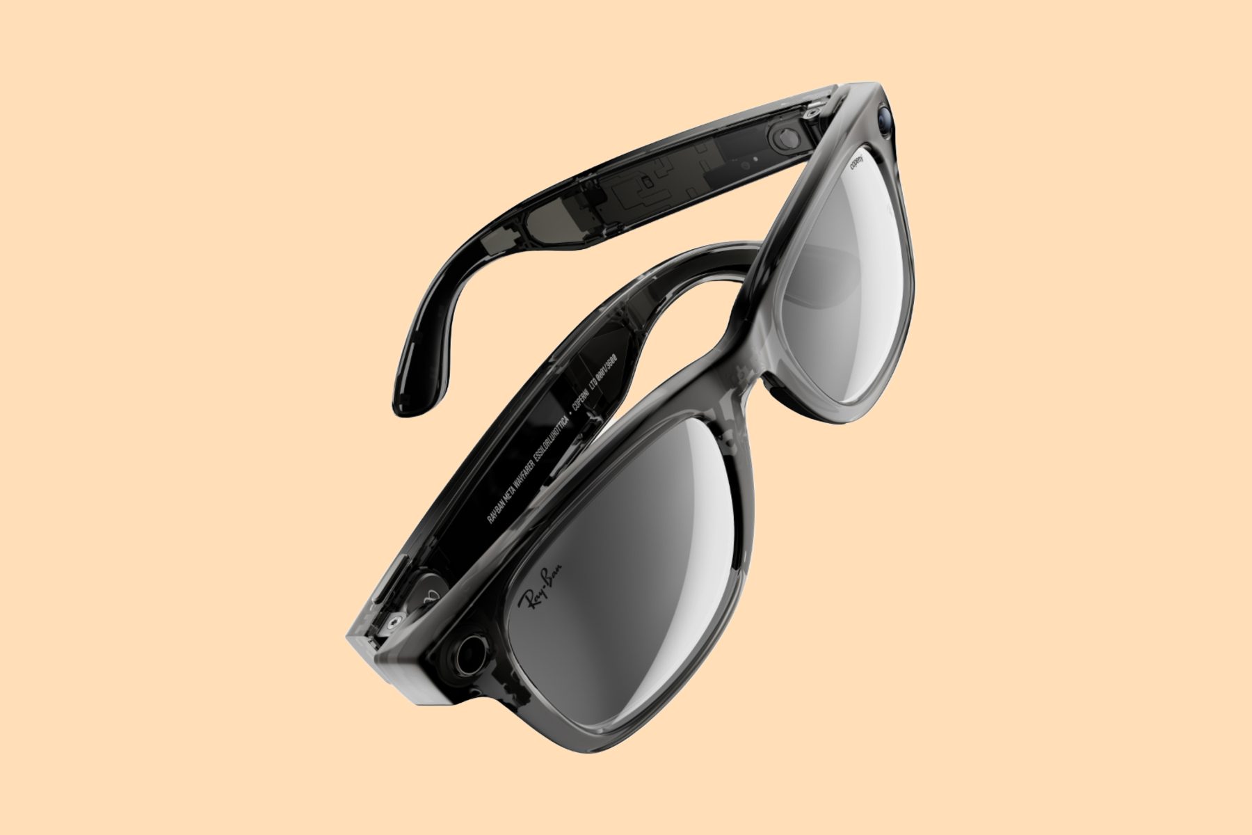 Angled view of Ray-Ban Meta x Coperni Limited Edition Glasses.