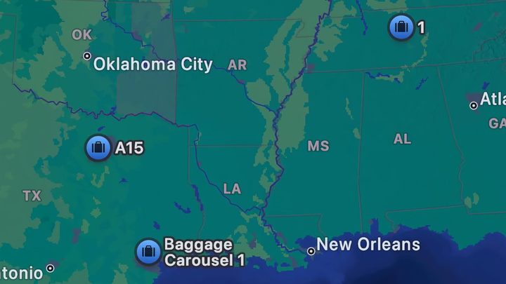 Apple Maps baggage claim glitch