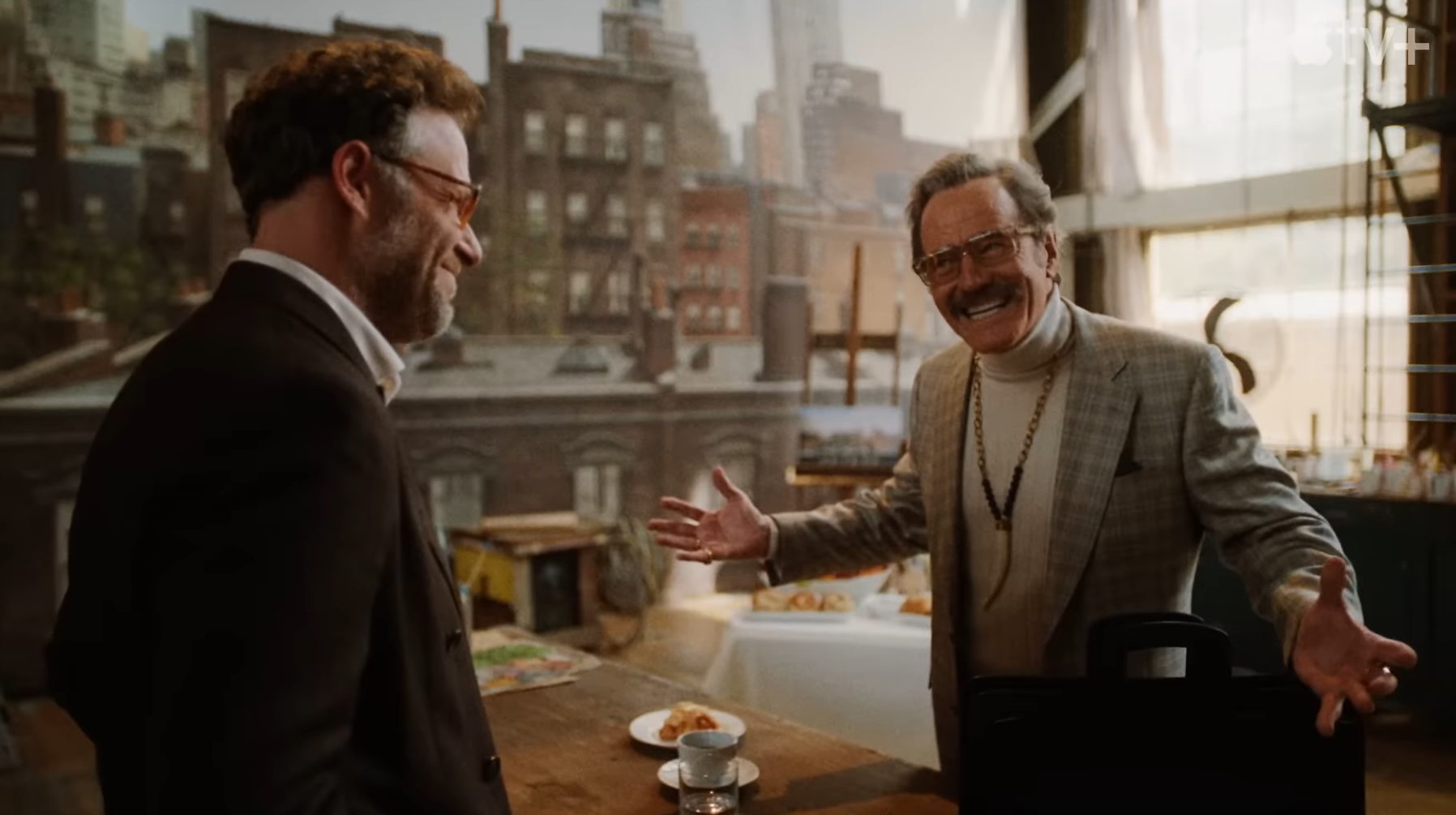 Seth Rogen and Bryan Cranston in "The Studio."