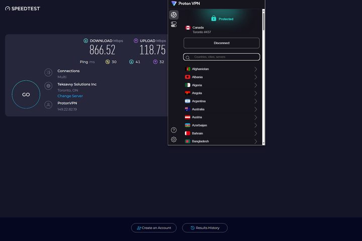 The 2025 Proton VPN extension was very fast reaching 96 percent of my native download speed.