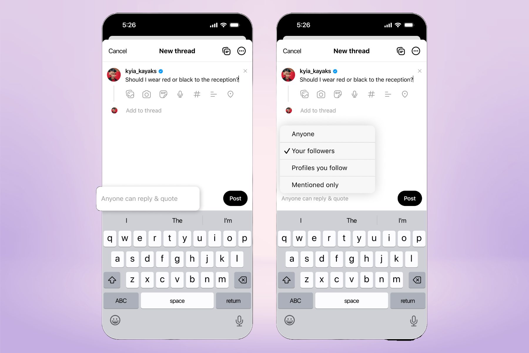 Post interaction tool on Threads.