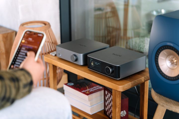The Wiim Vibelink Amp with the Wiim Ultra streamer and a KEF speaker.