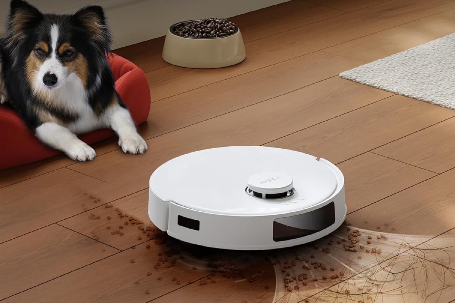 The Yeedi C12 Robot Vacuum and Mop cleaning the floor.