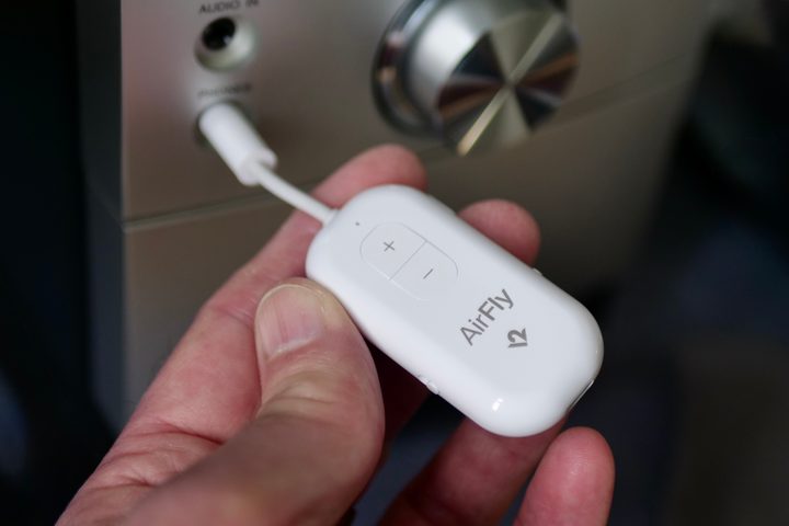 A person holding the Twelve South AirFly Pro 2.