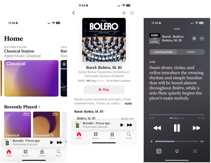 Apple Music Classical March 2025 changes.