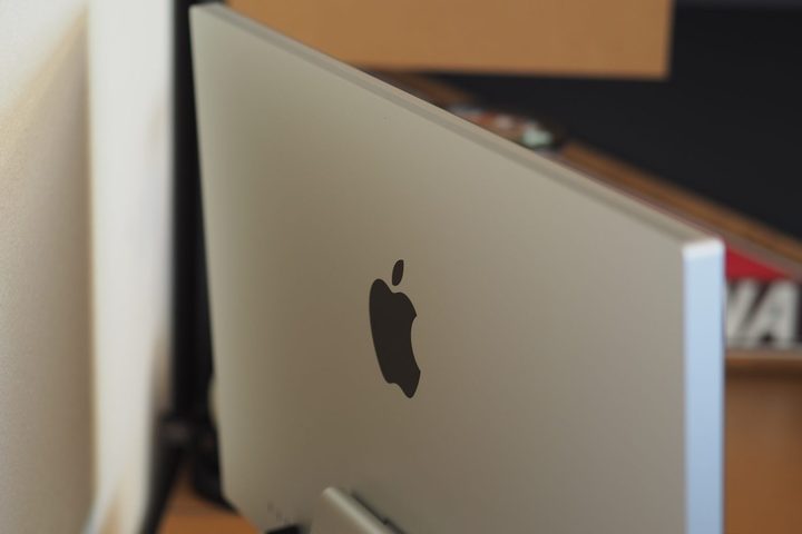 Apple Studio Display rear view showing logo.