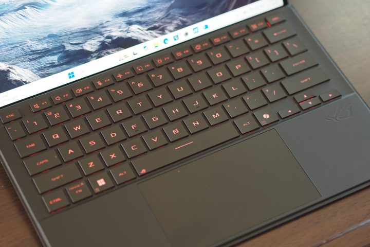 Asus ROG Flow Z13 top down view showing keyboard.