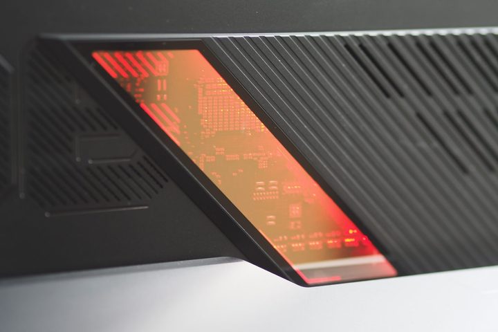 Asus ROG Flow Z13 rear view showing LED-lid window and internals.