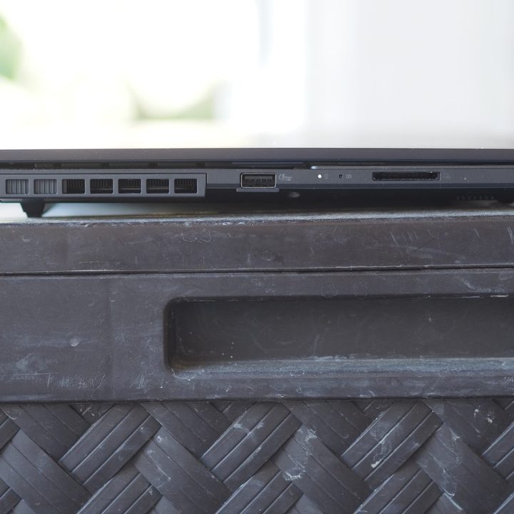 ASUS Vivobook Pro 15 2025 left side view showing ports and vents.