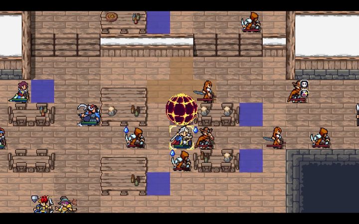 Dark Deity 2 battle map inside tavern with Arthur casting magic