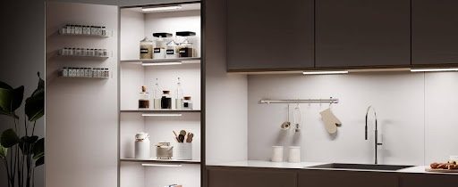 modern kitchen with lighting