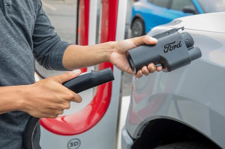 CCS to NACS adapter for Ford to charge at Tesla Superchargers.