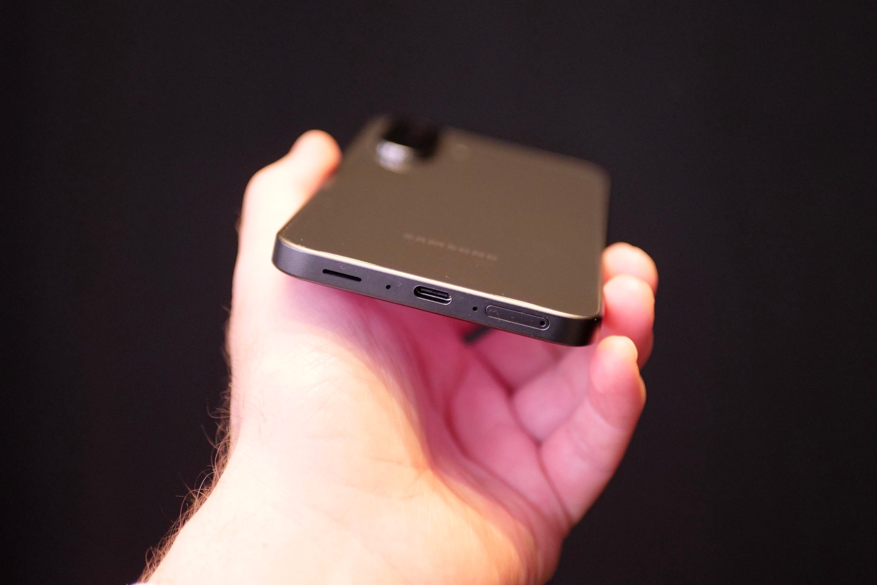The Samsung Galaxy A36's charging port.