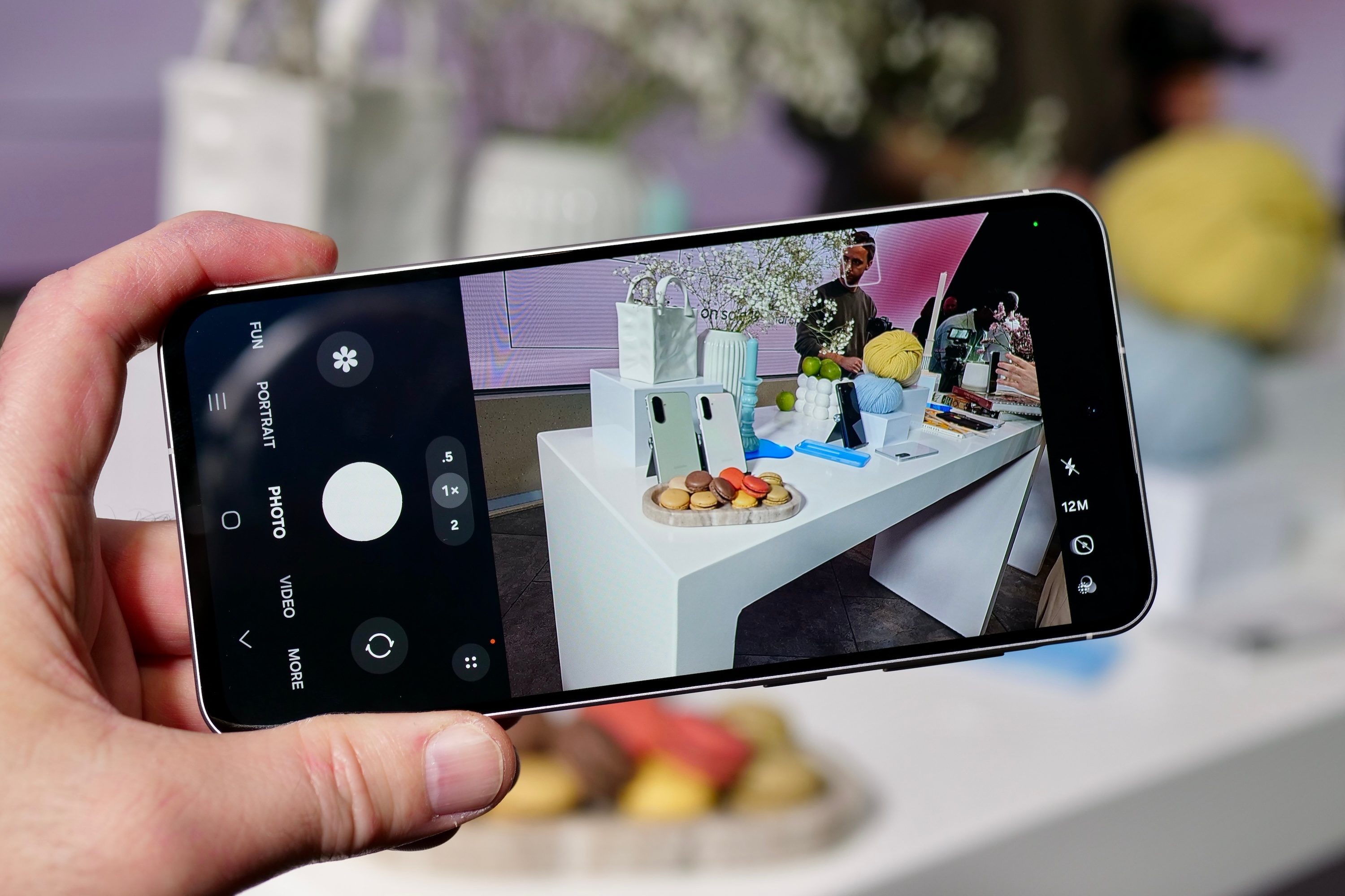 Taking a photo on the Samsung Galaxy A56.