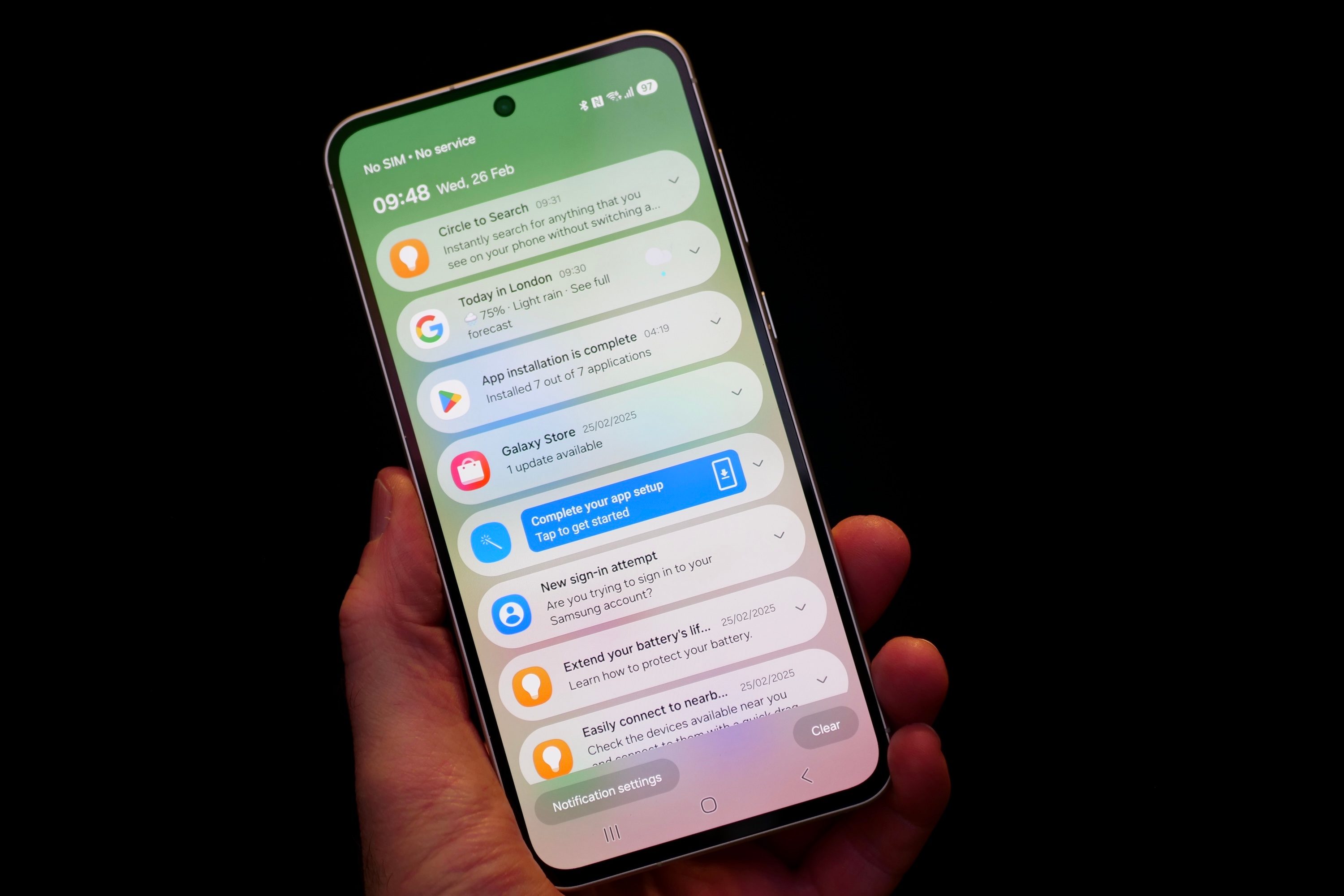Notifications on the Samsung Galaxy A56.
