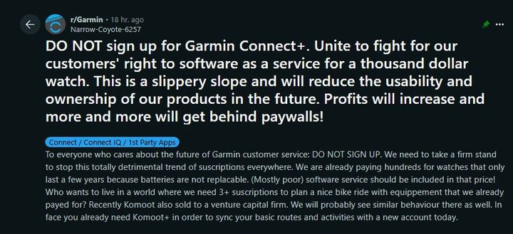 A post on the Garmin Reddit.